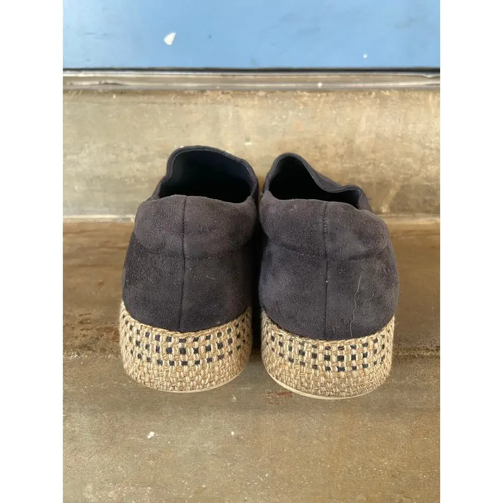 Vince Wilden navy suede platform espadrille slip in loafers w/ elastic inset